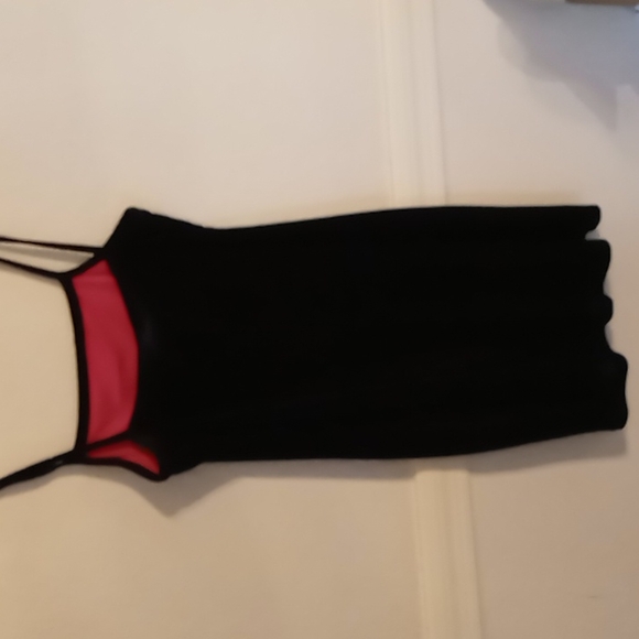 Younique Clothing Juniors Med Black Velour w Pink Underlay Spaghetti Strap Dress - Picture 5 of 8